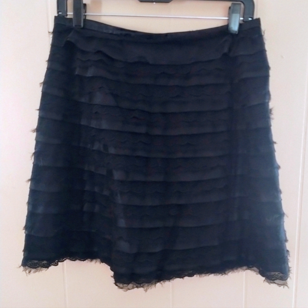 BCBG Max Azria Layered Mixed Media Black Skirt Size 4
